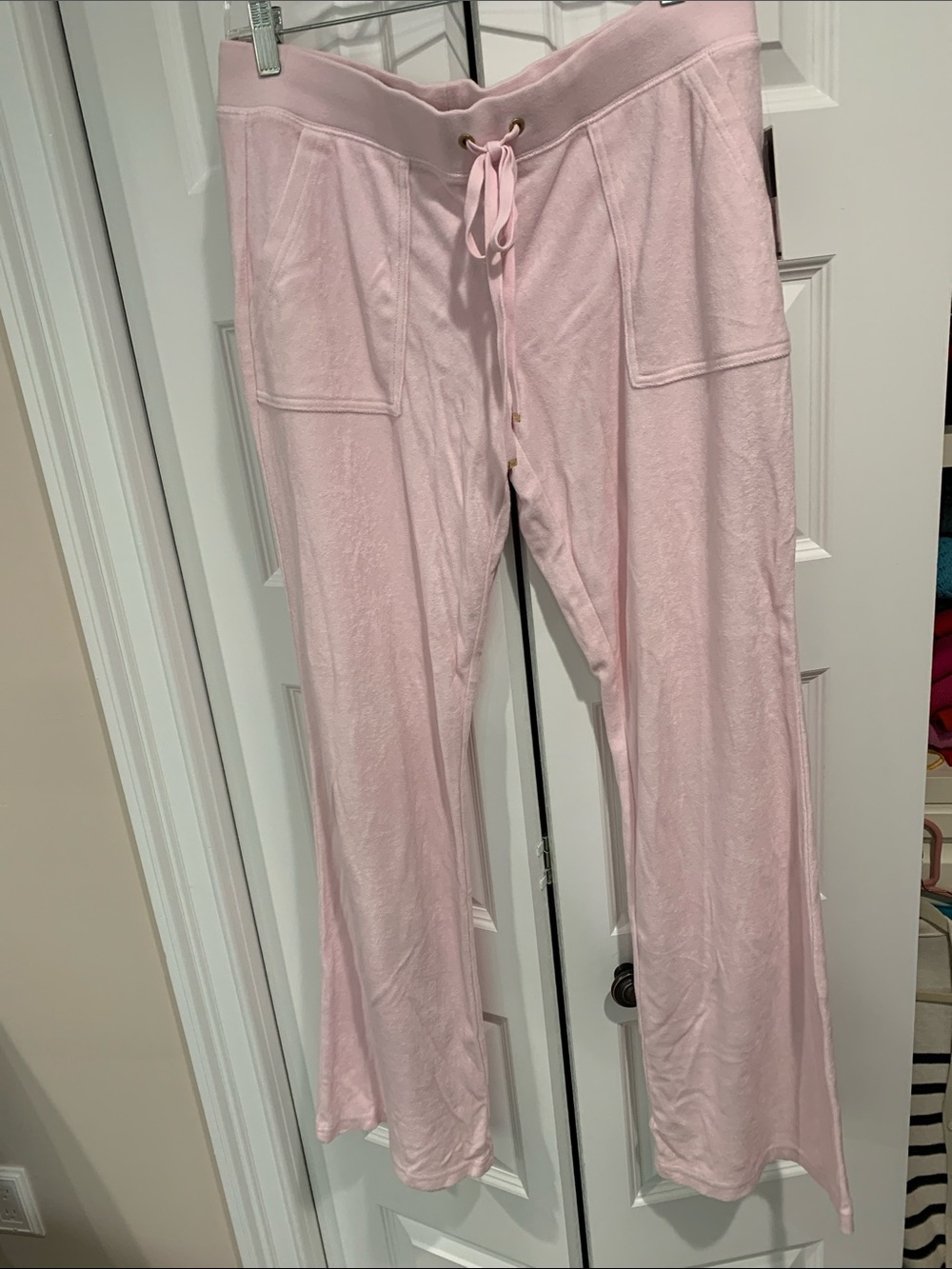 Juicy Couture Light Pink Velour Lounge Pants with Drawstring